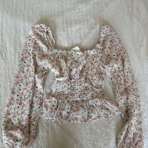 Chic Floral Puff Sleeve Blouse